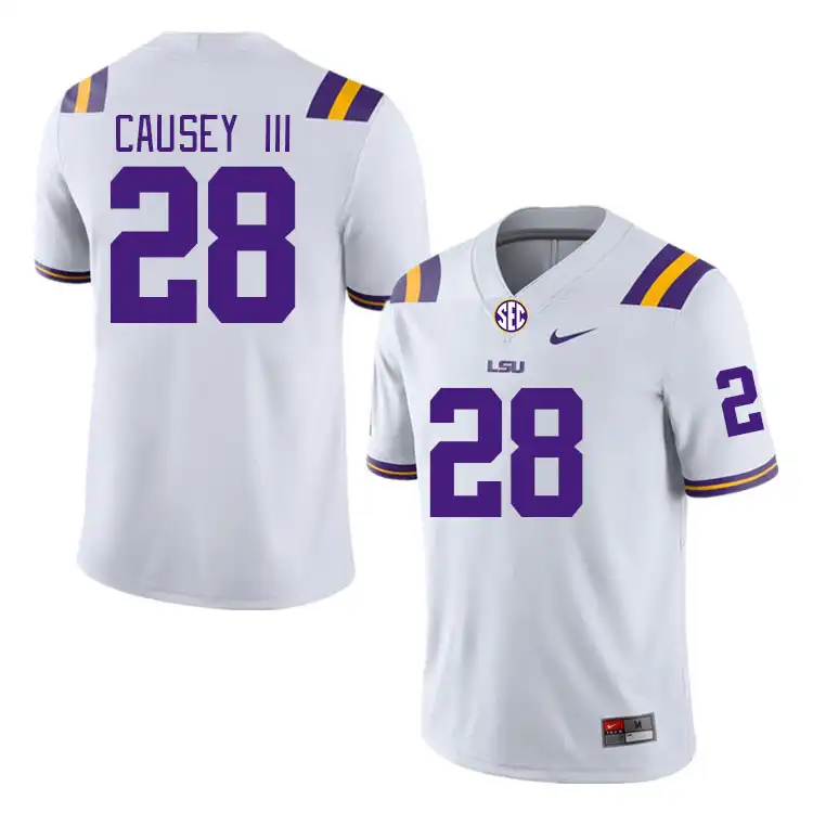 Men's LSU Tigers Bernard Causey III #28 White NCAA Football Jersey